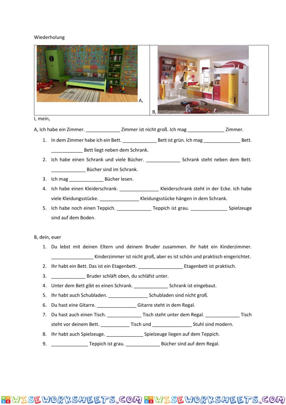 Wiederholung- Zimmerbeschreibung