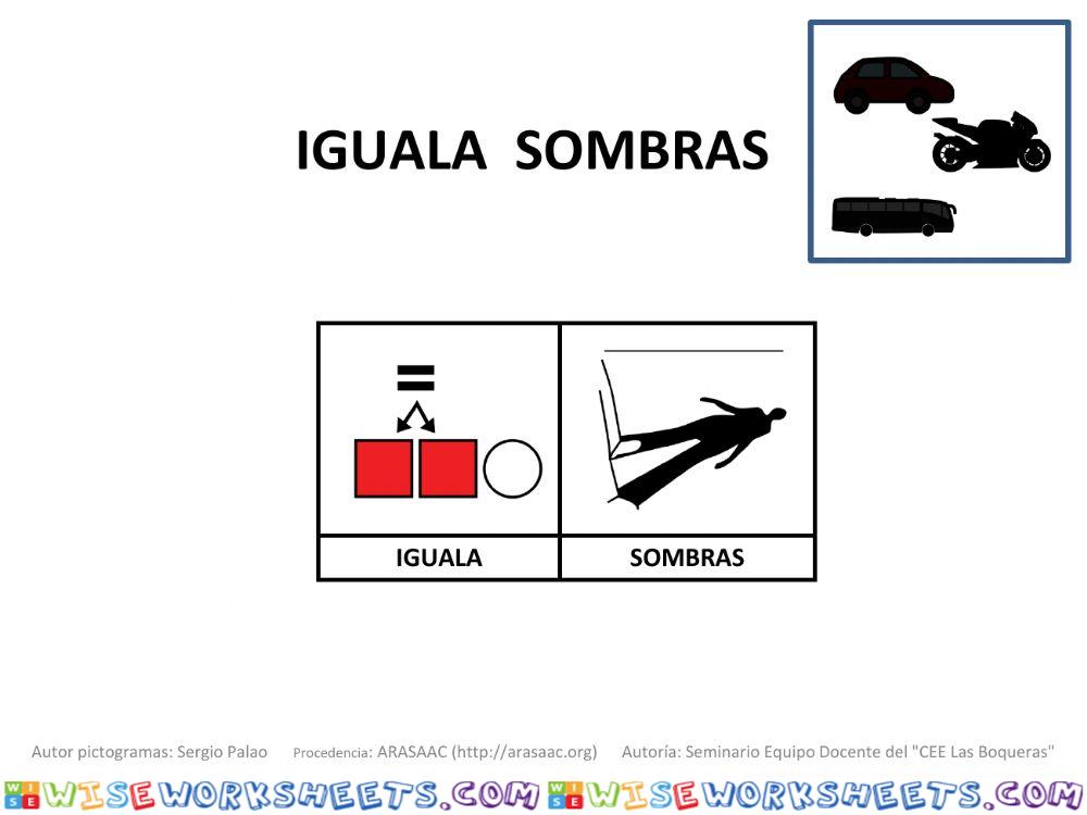 Material TEACCH igualar sombras medios de transporte i