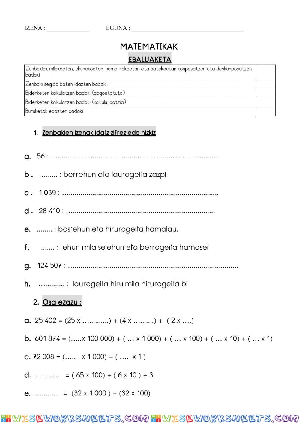 worksheet