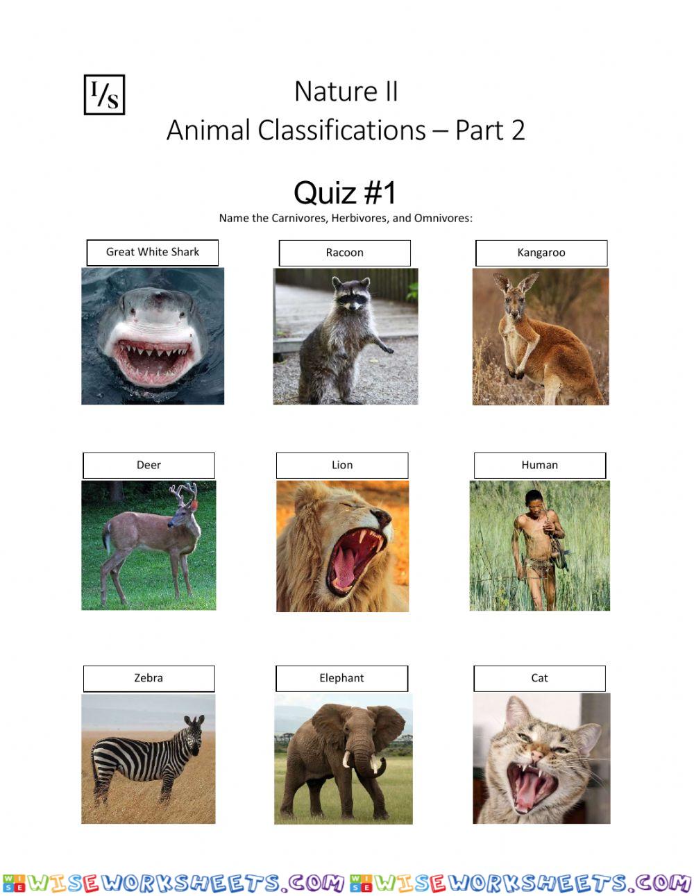 Nature -Carnivores, Herbivores, & Omnivores