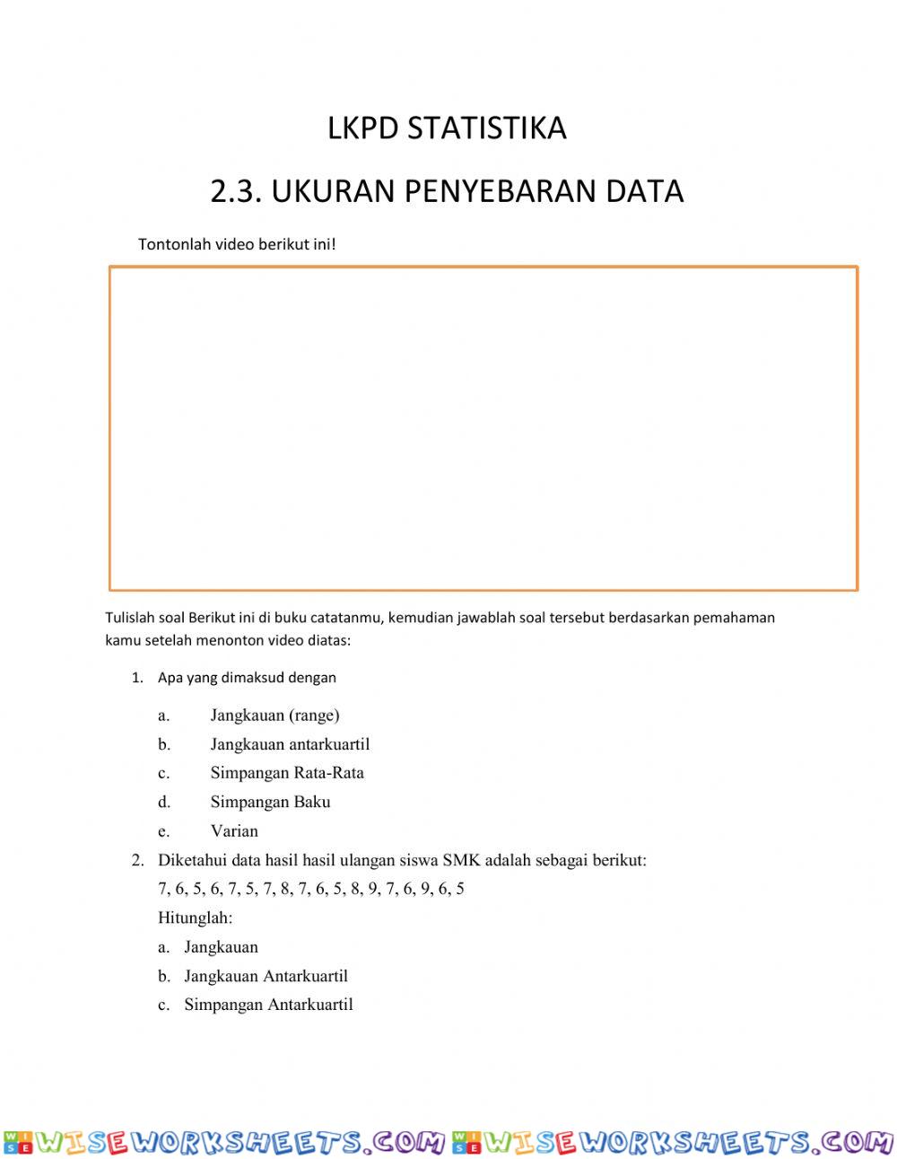 Ukuran penyebaran data