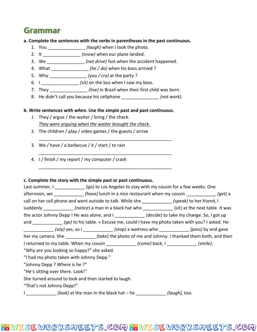 Simple past and past continuous