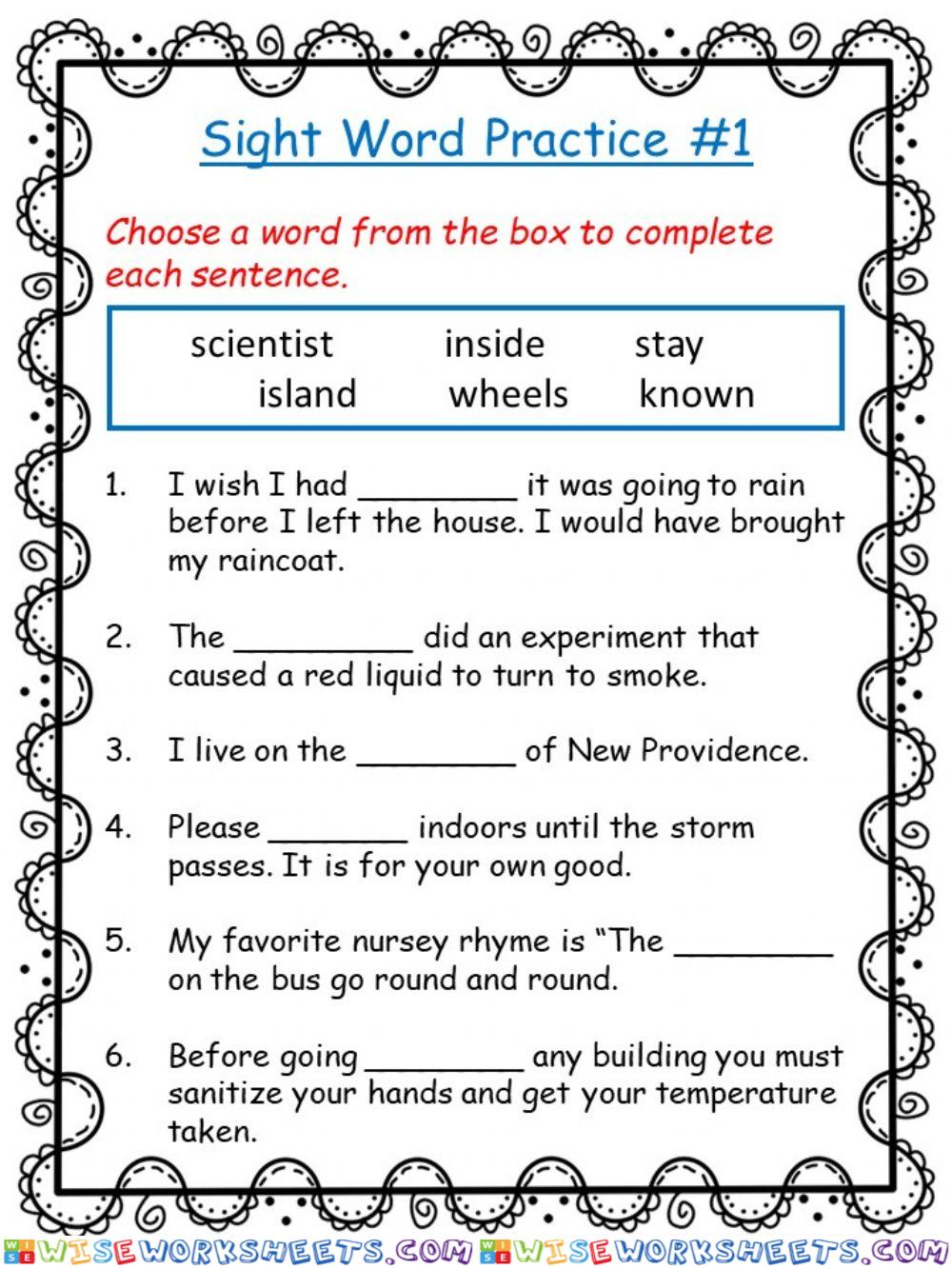 Sight Word Practice