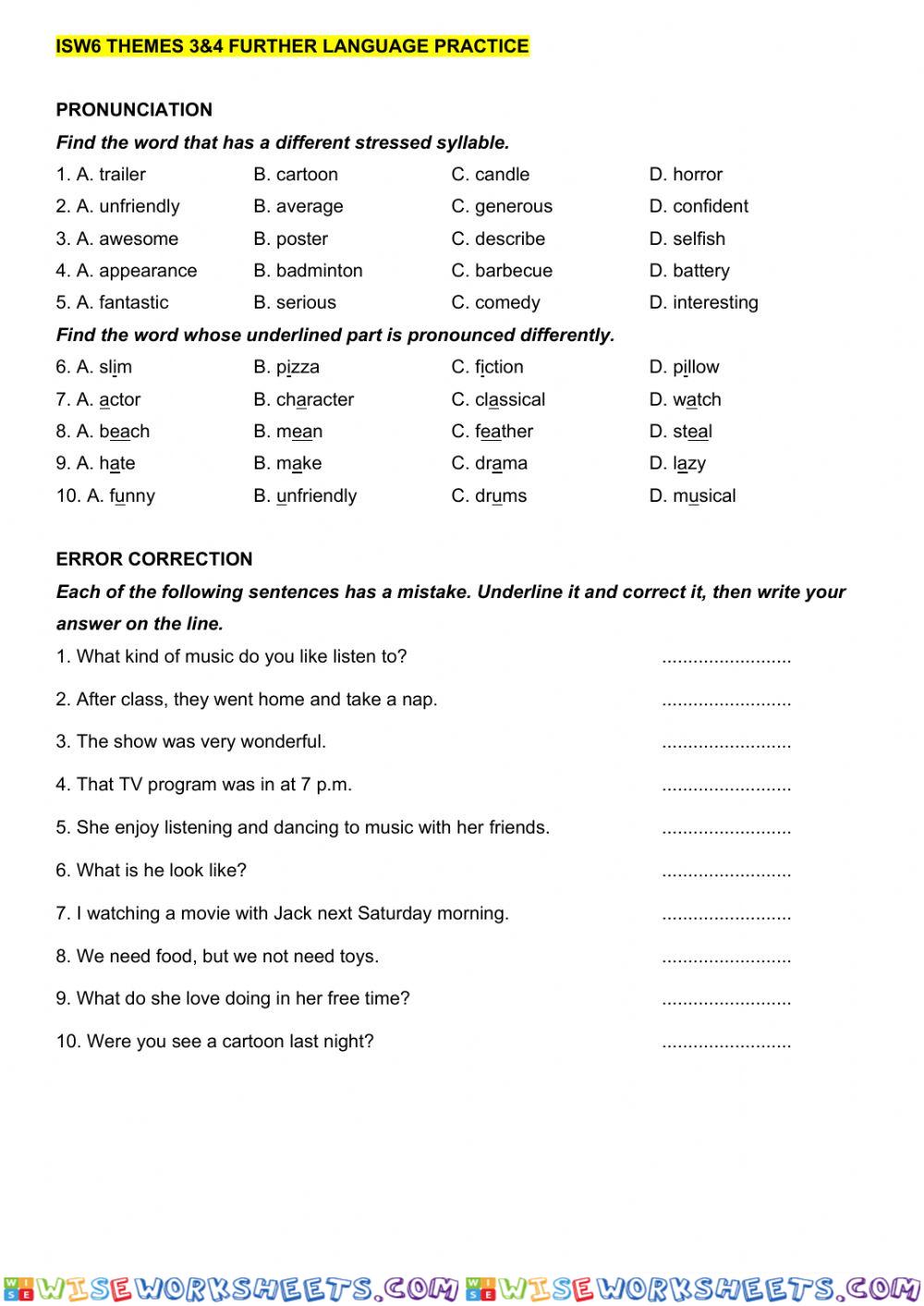 worksheet