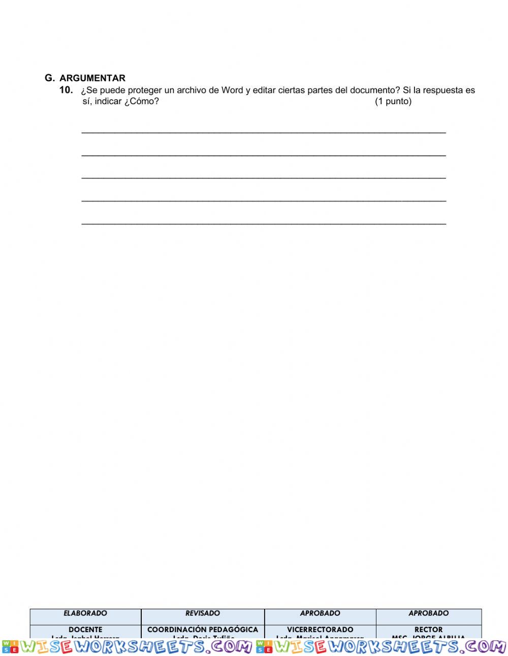 worksheet