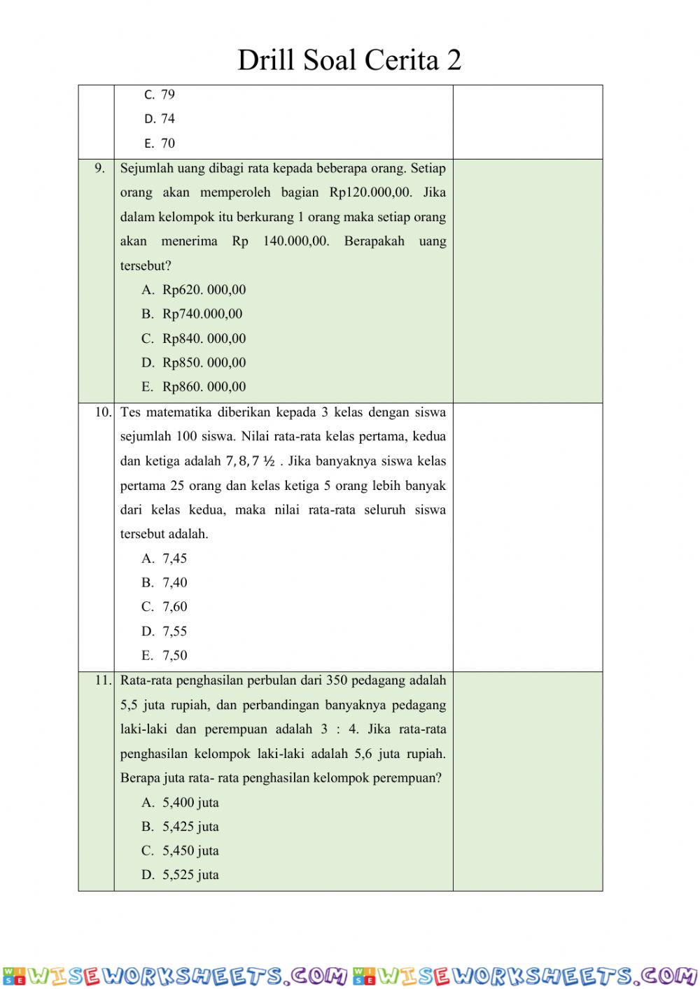 Drill Soal Cerita