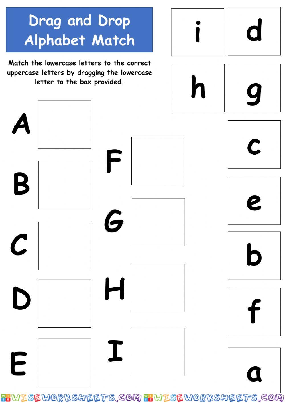 Matching Uppercase and Lowercase Alphabets A-I