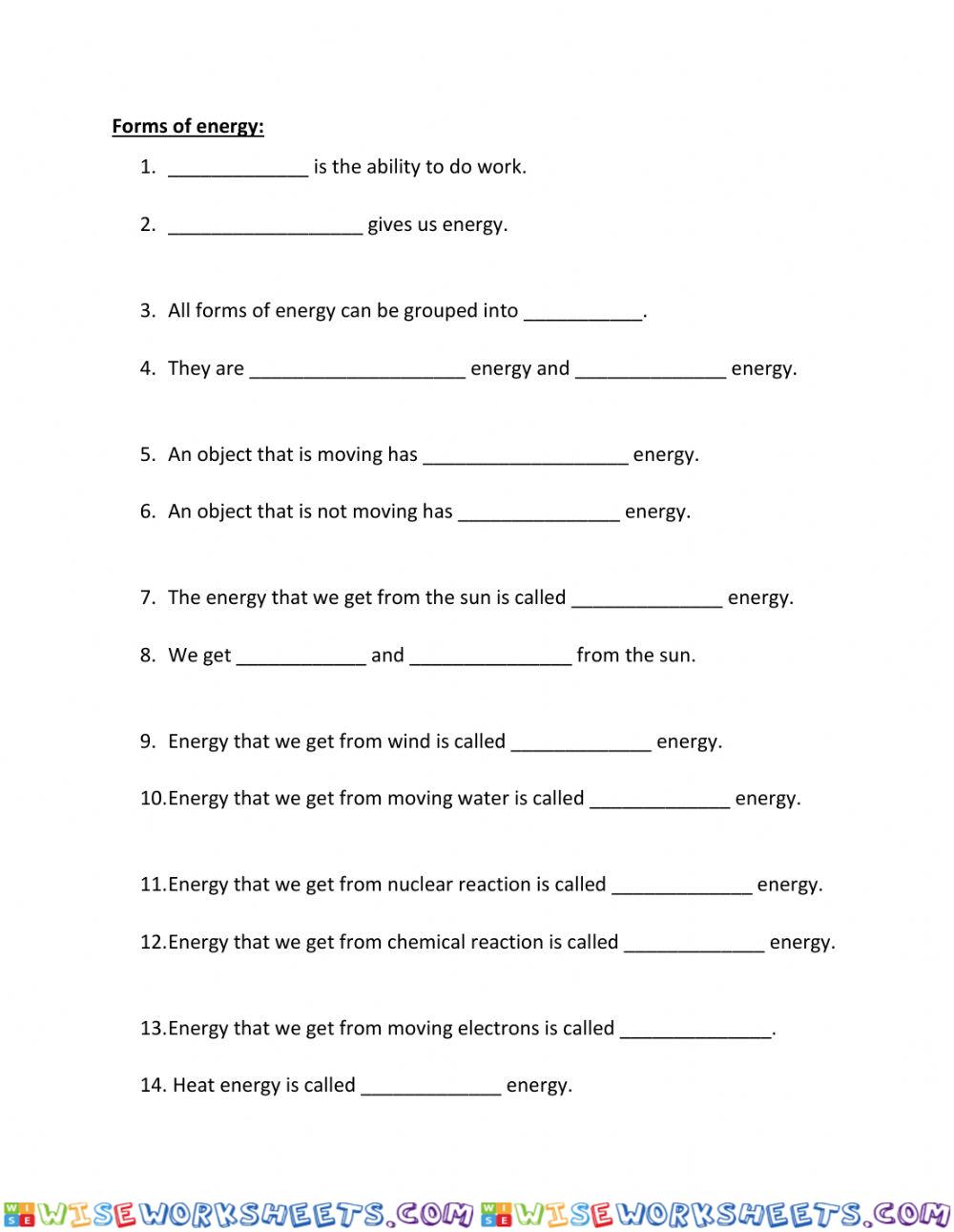 Forms of energy