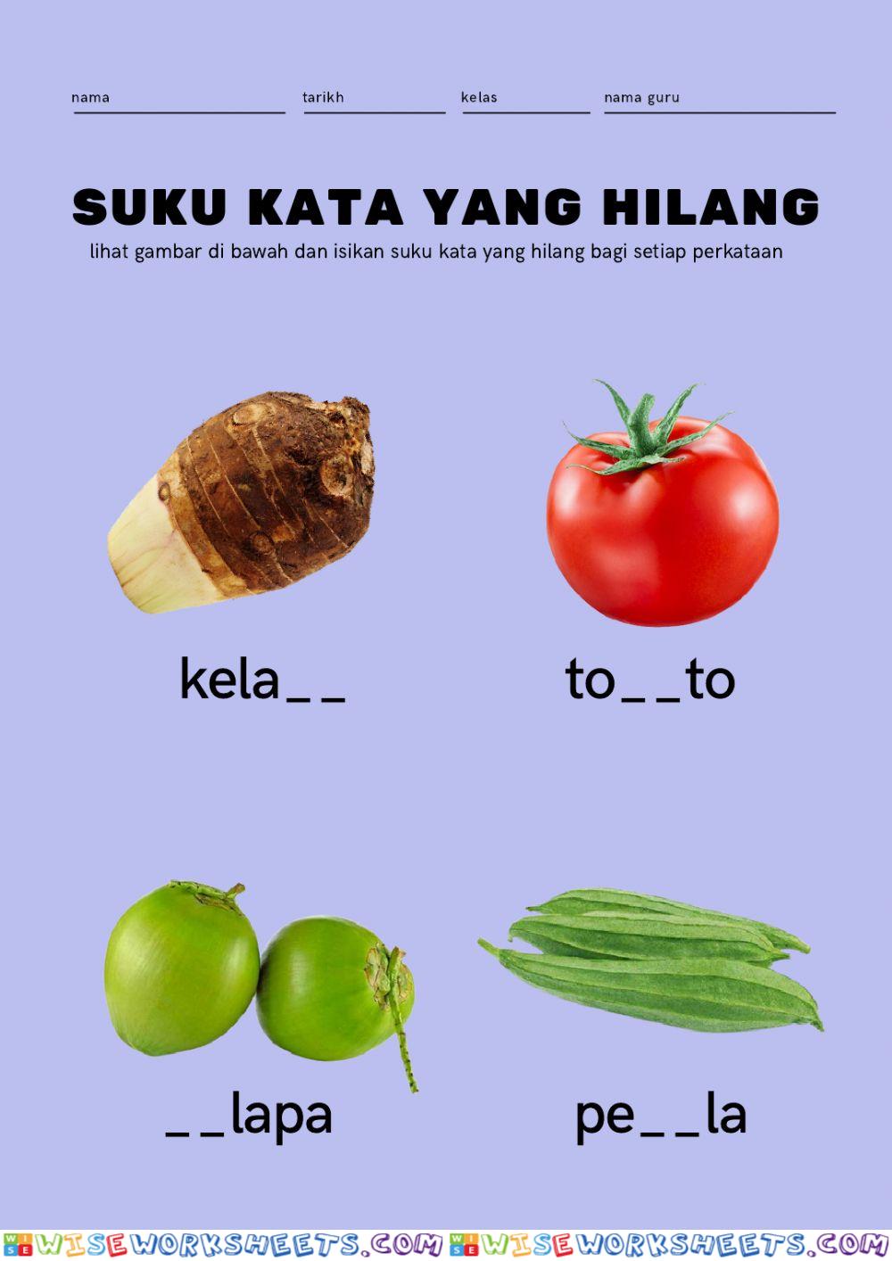 Lembaran kerja tiga suku kata