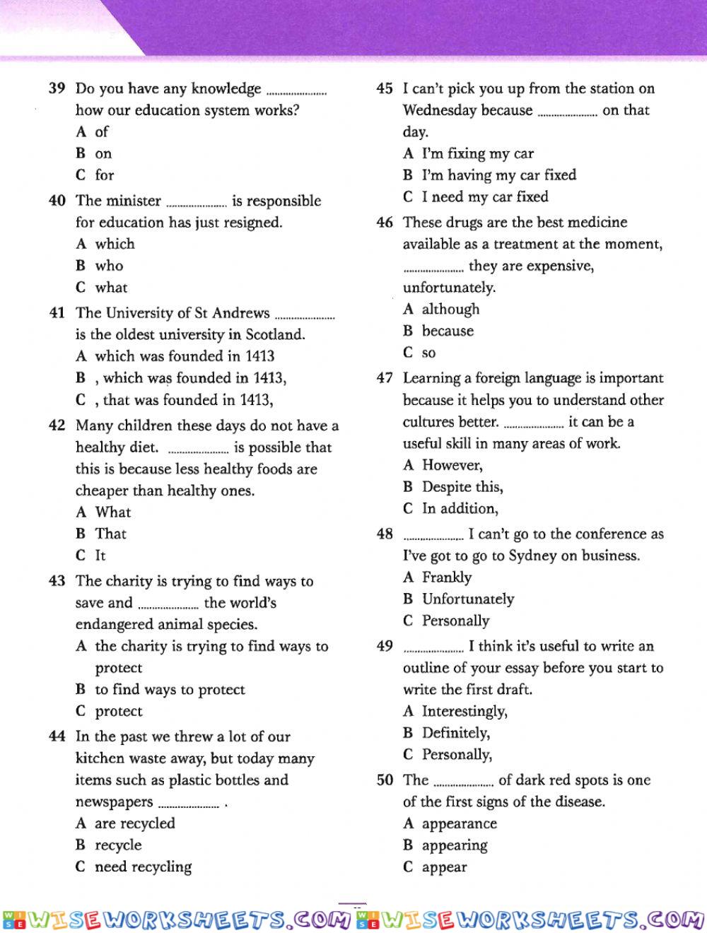 worksheet