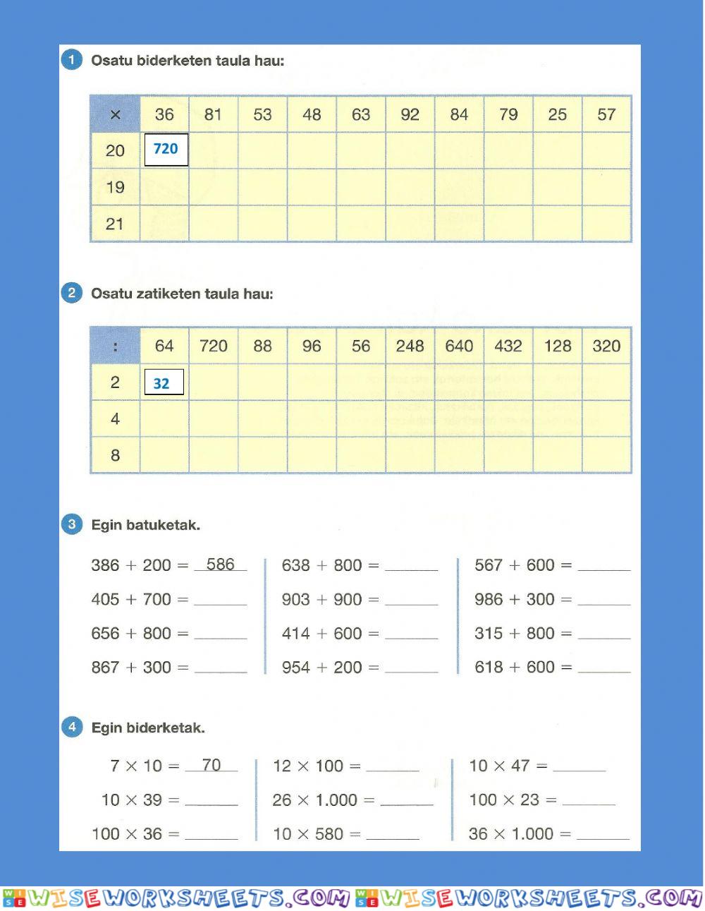 worksheet