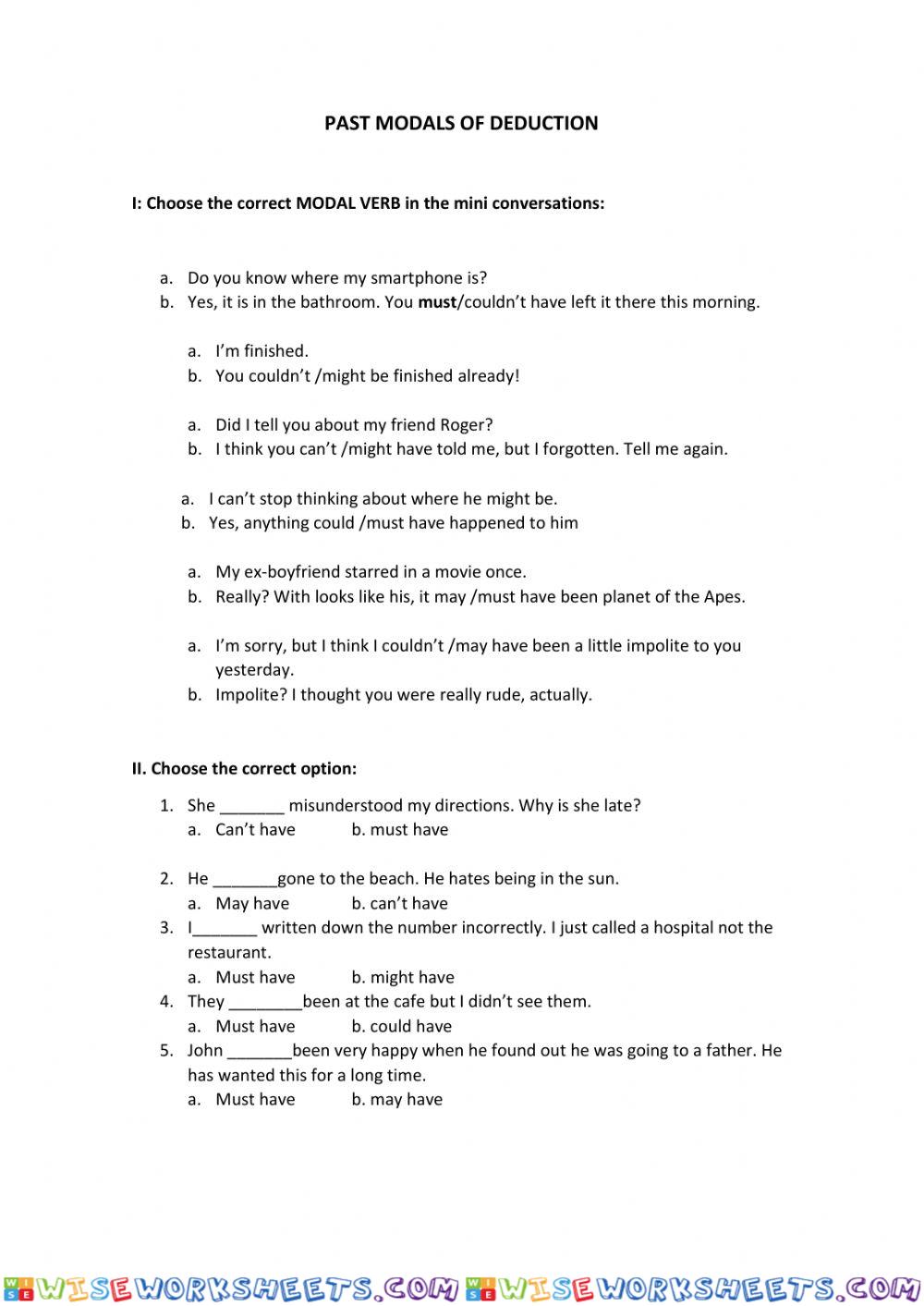 Past modal verbs