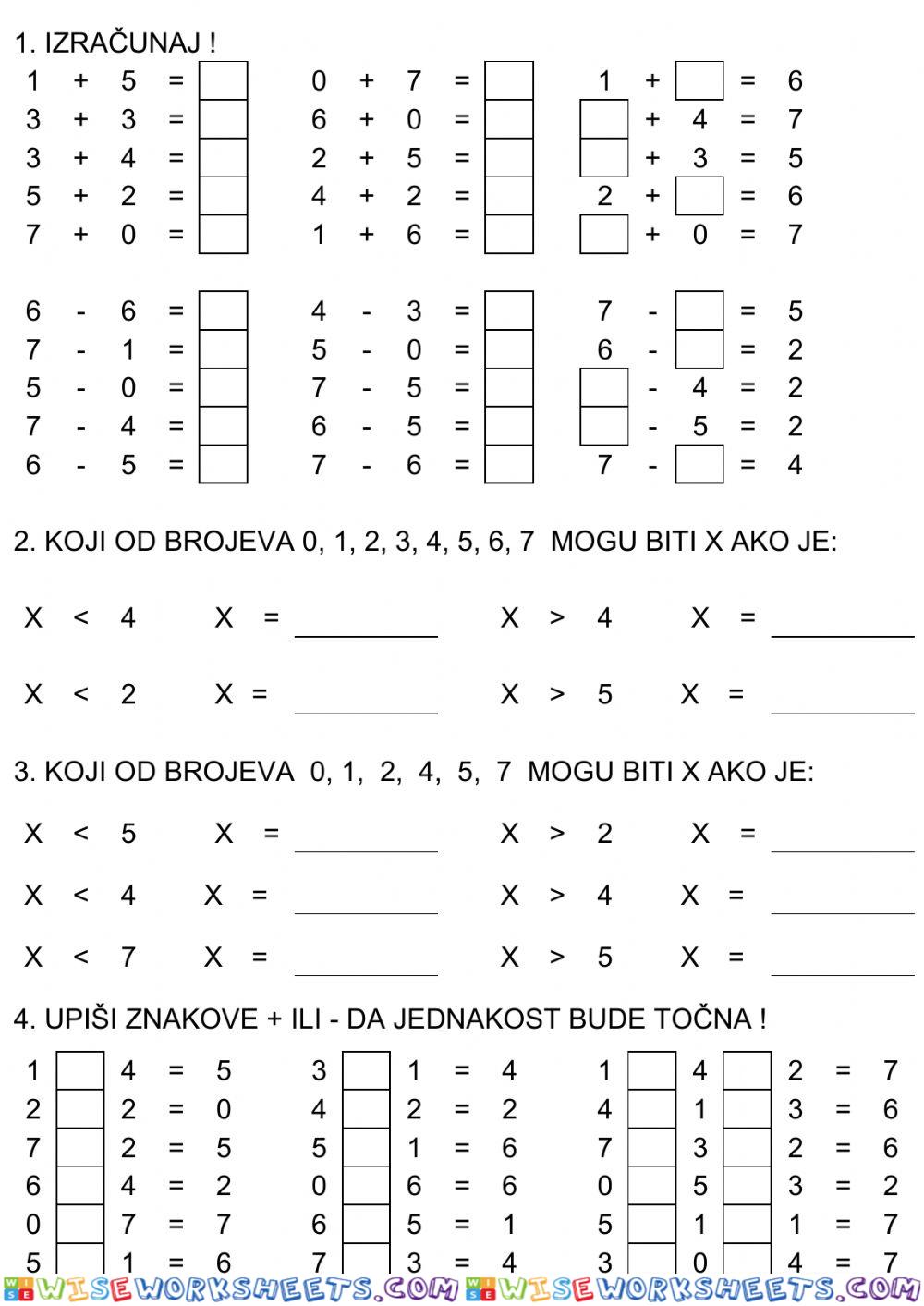 Zbrajanje i oduzimanje brojeva