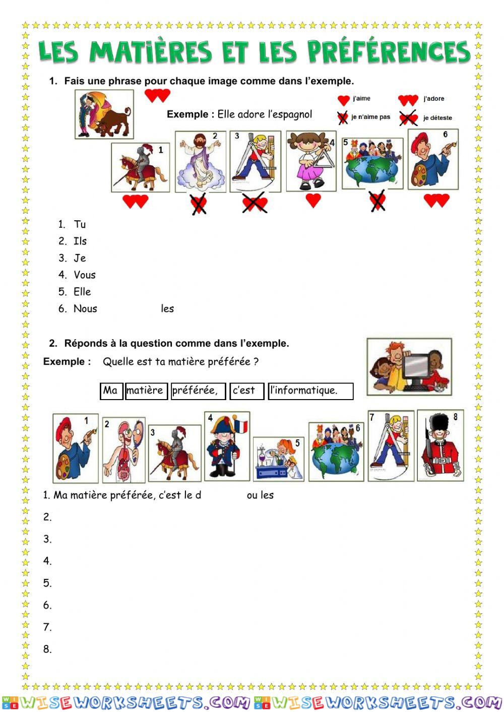 Les matières et les préférences2