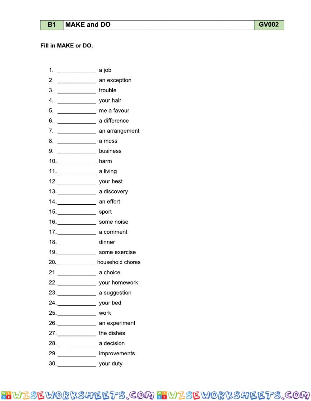 worksheet