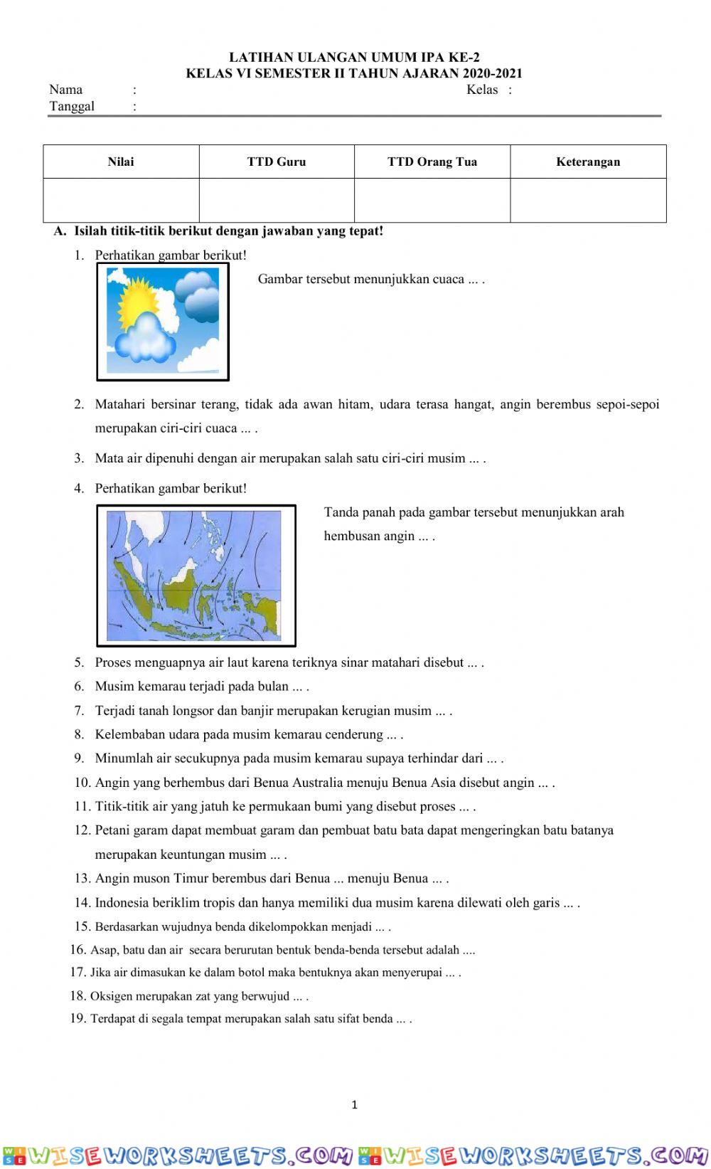 Latihan soal ulum IPA ke-2