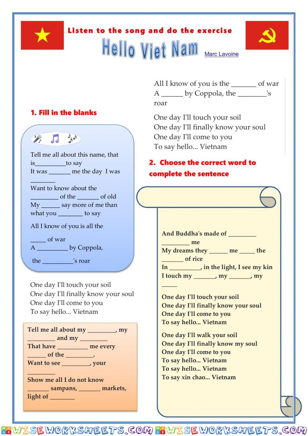 Song worksheet