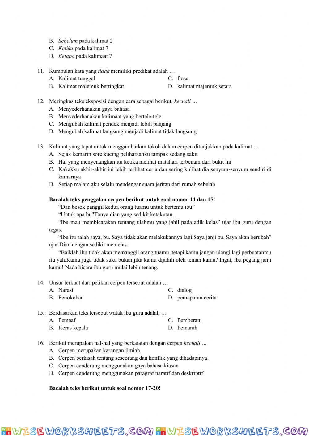 worksheet