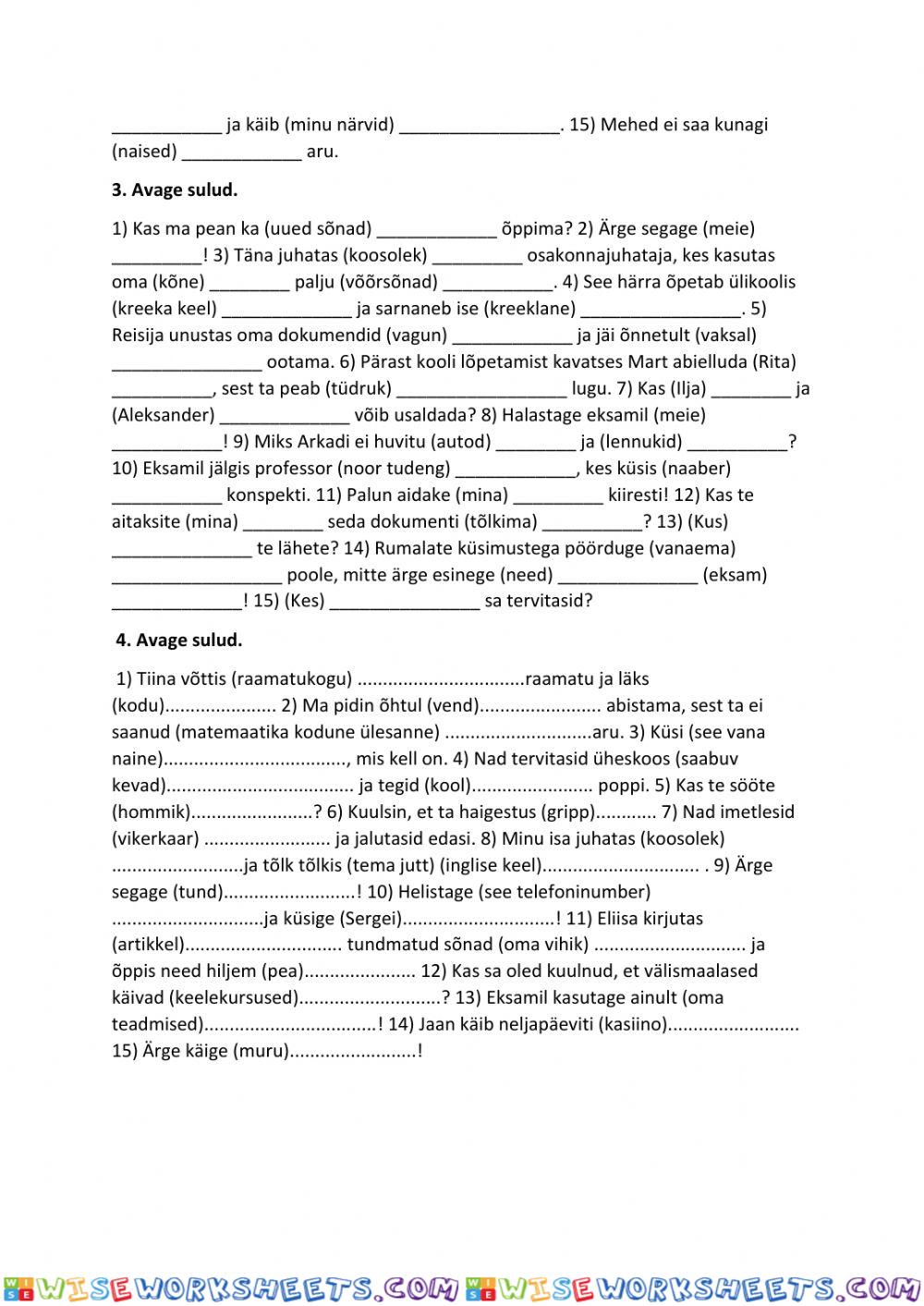 worksheet