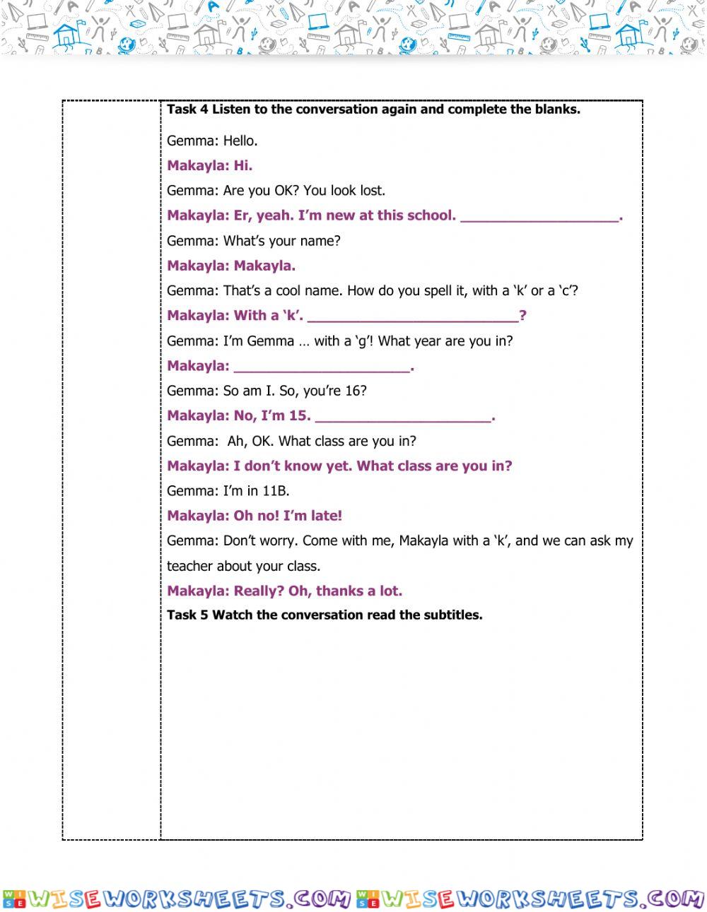 worksheet