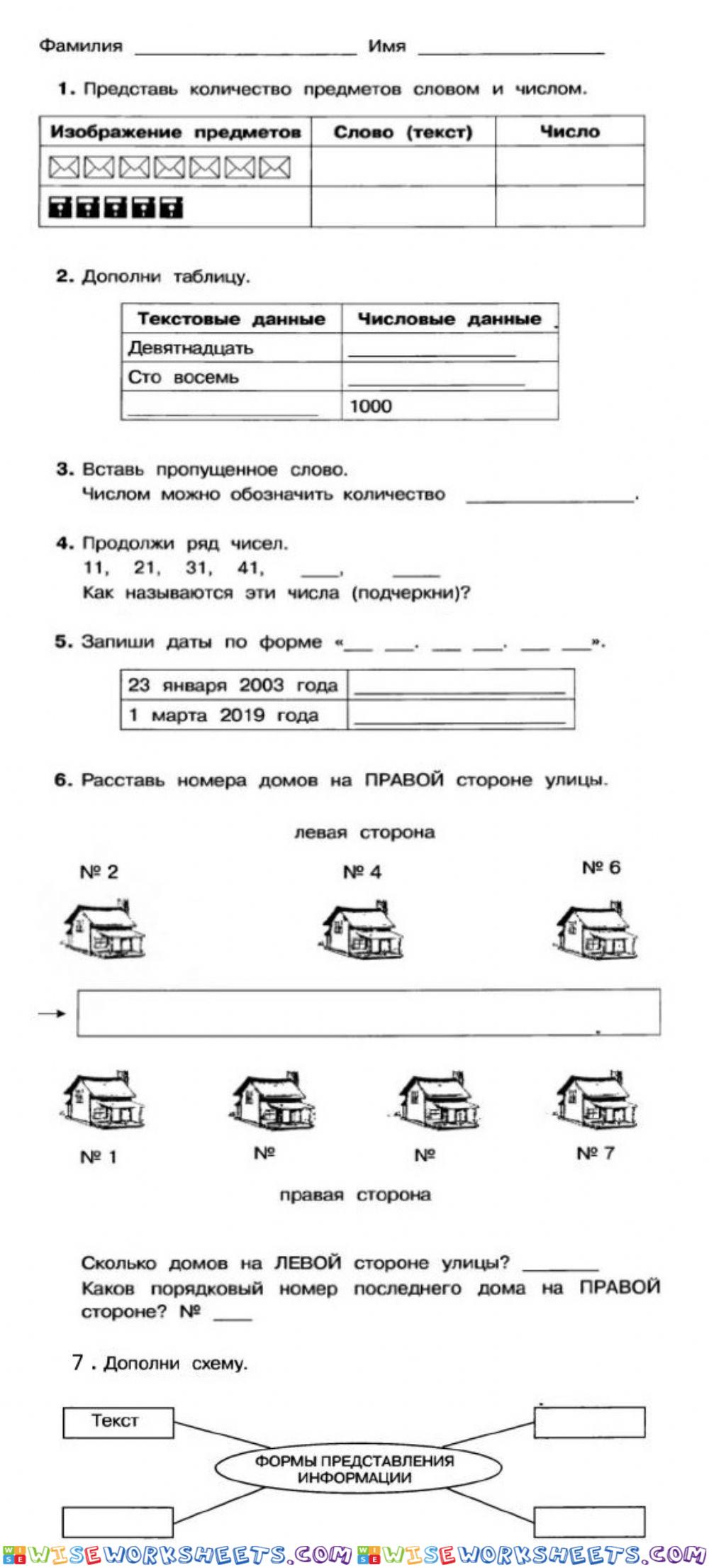 Проверочная работа Информатика 2 класс 3 четверть