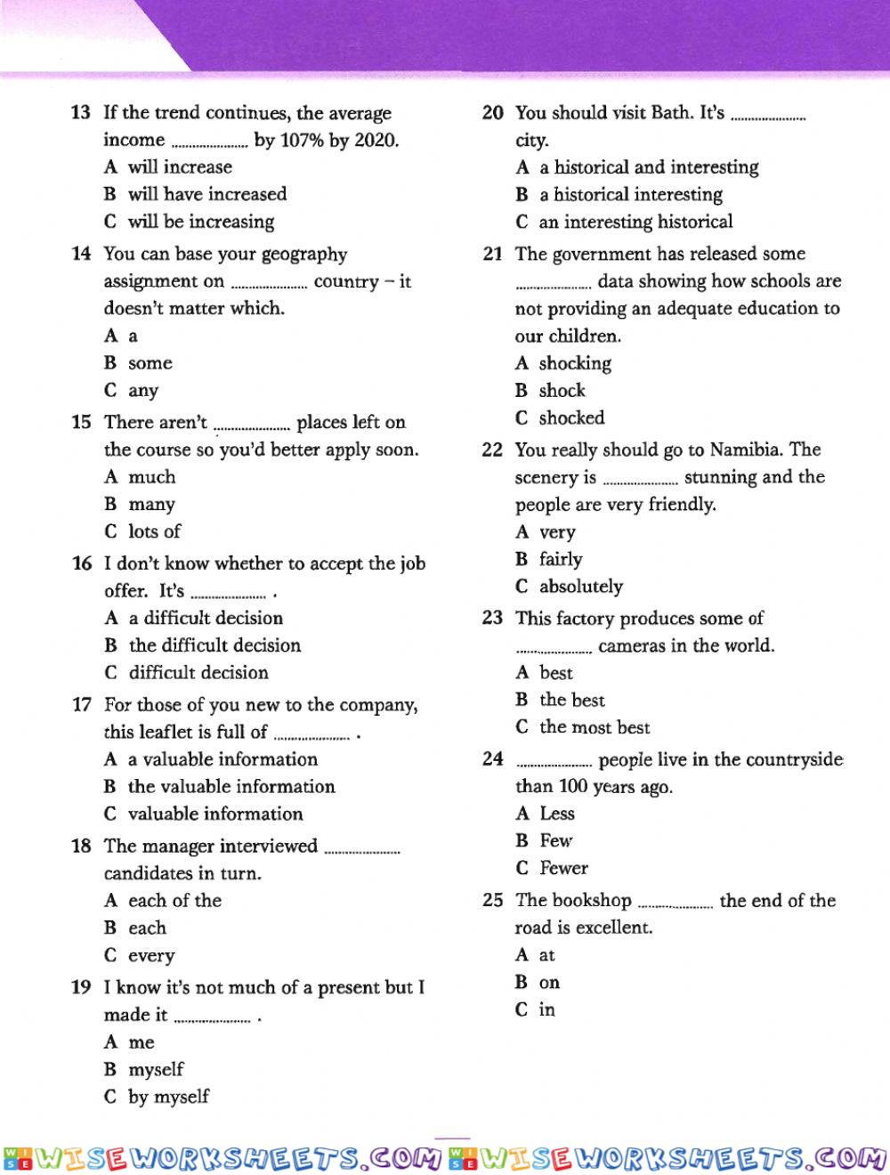 worksheet