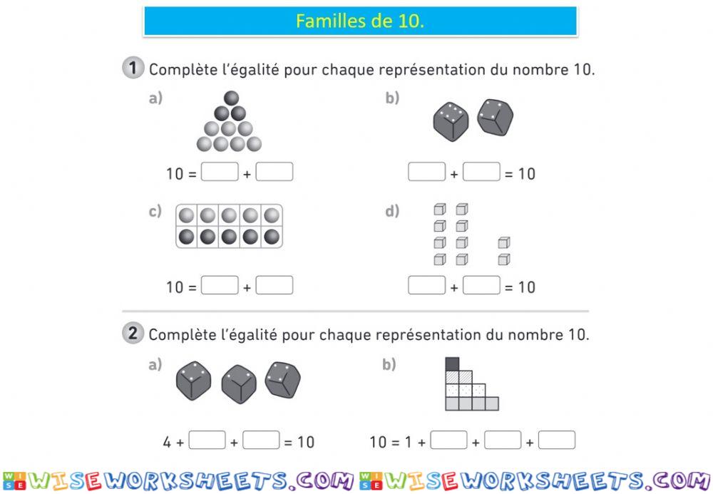 Mathematiques familles de 10 teacher geraldine s7