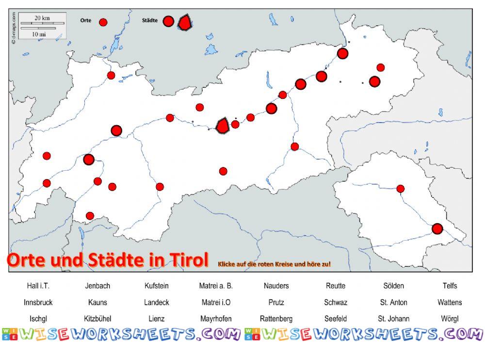 Orte und Städte in Tirol (Lernen)