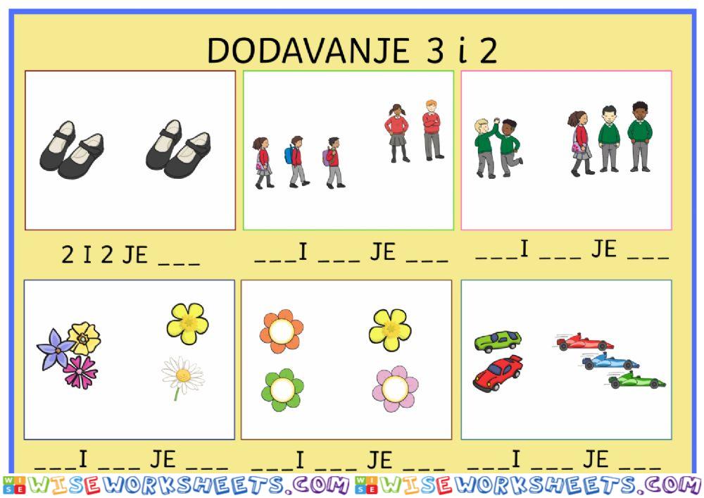 Dodavanje 3 i 2