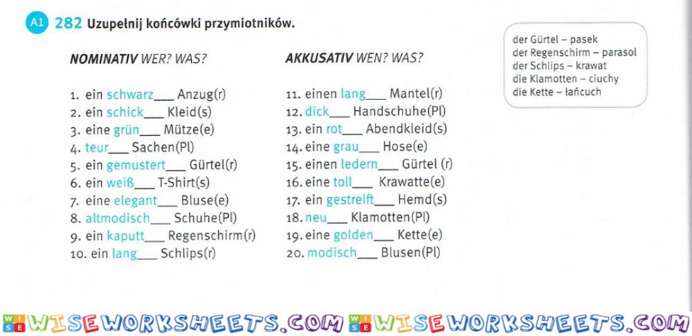 Przymiotniki po rodzajniku nieokreślonym