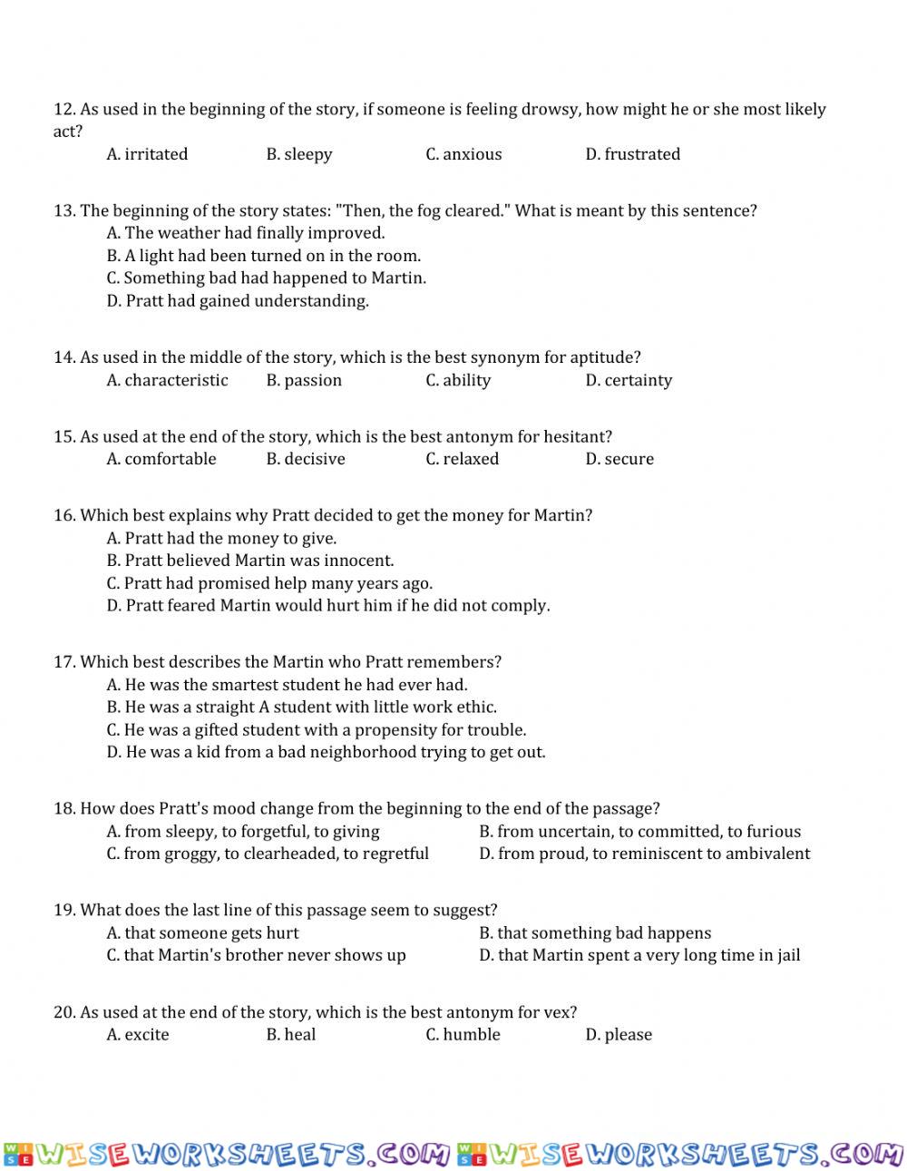 worksheet