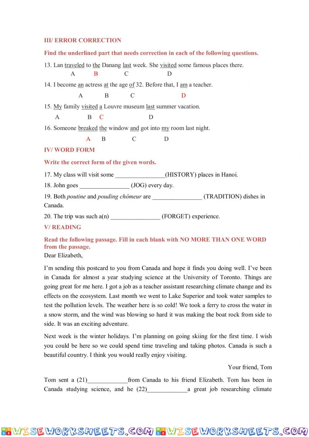 worksheet