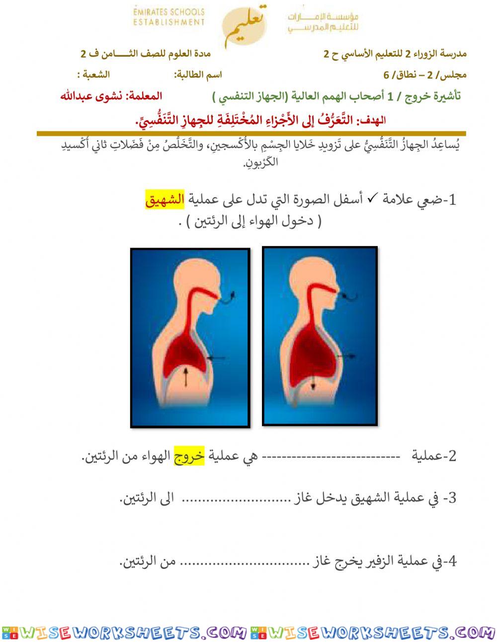 بطاقة خروج 1 على الجهاز التنفسي