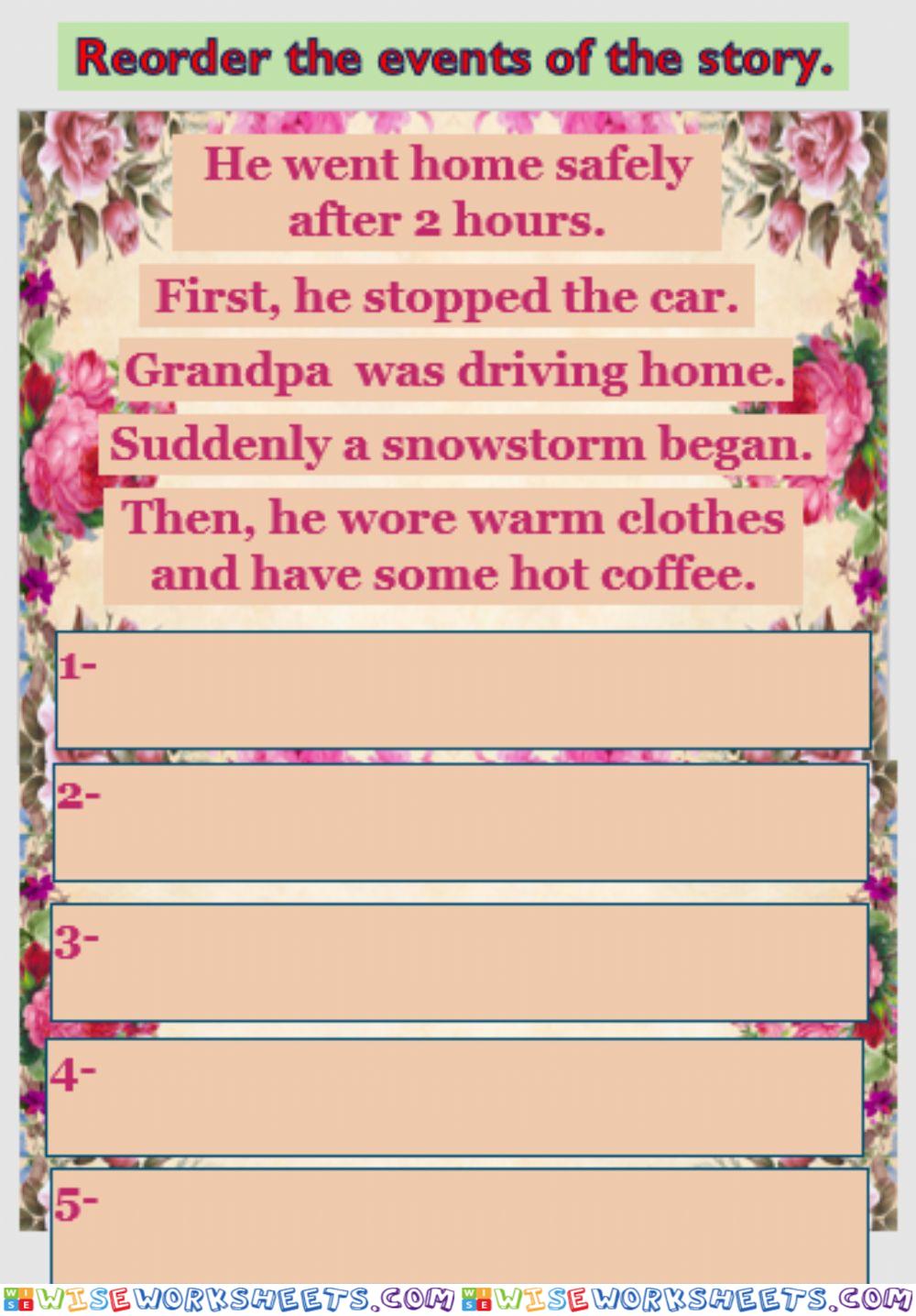 Reorder to make sentences in the past