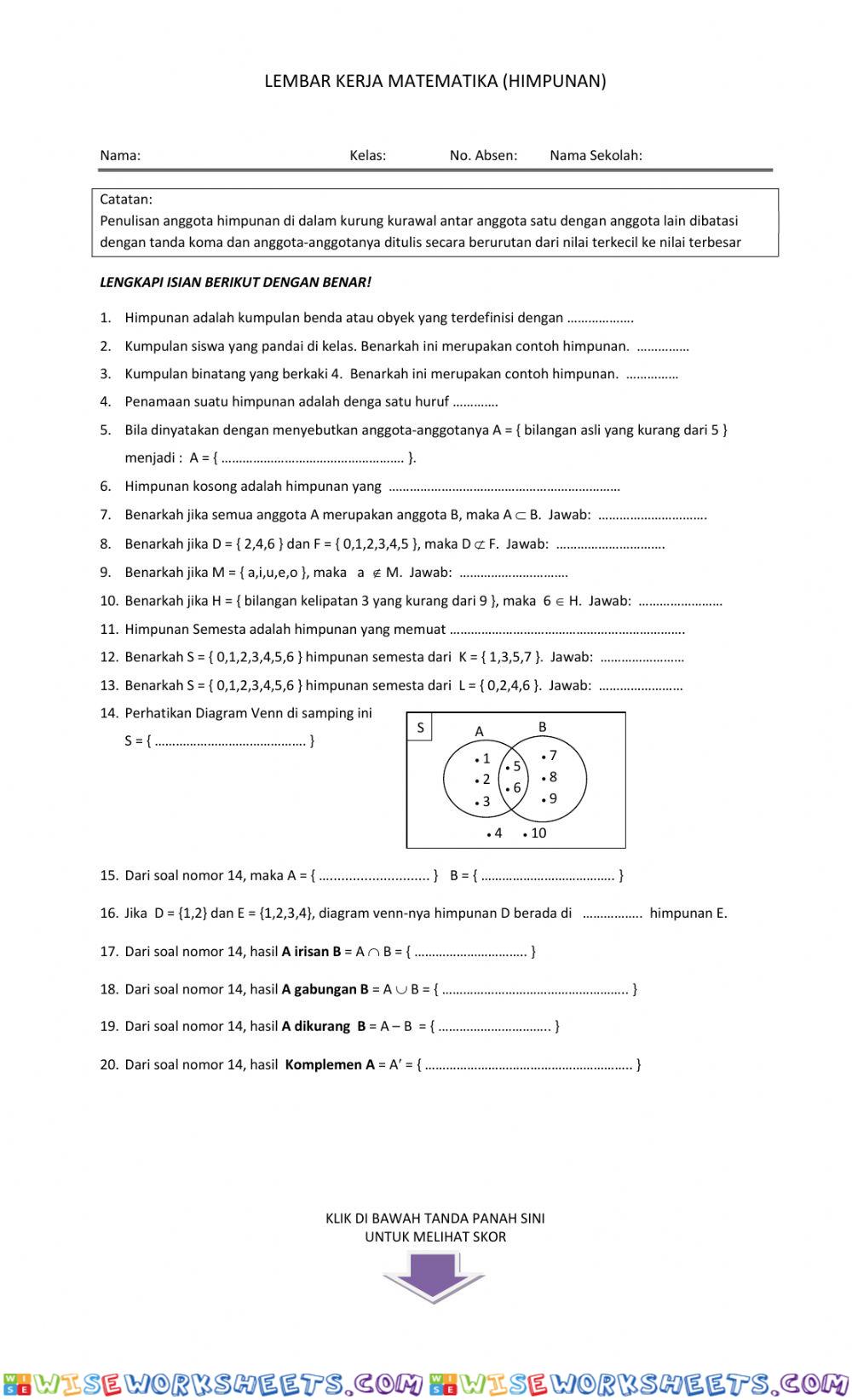 worksheet