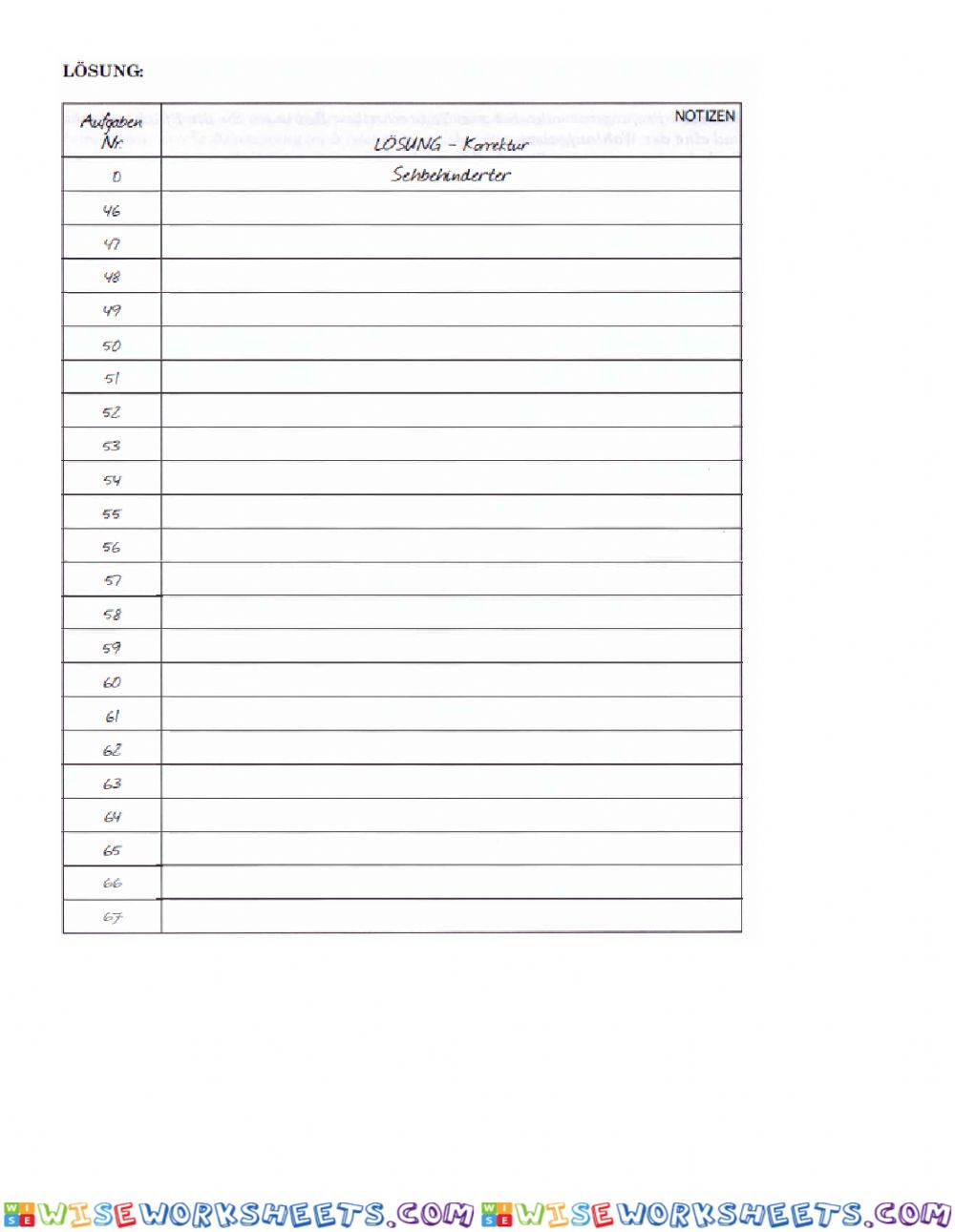worksheet