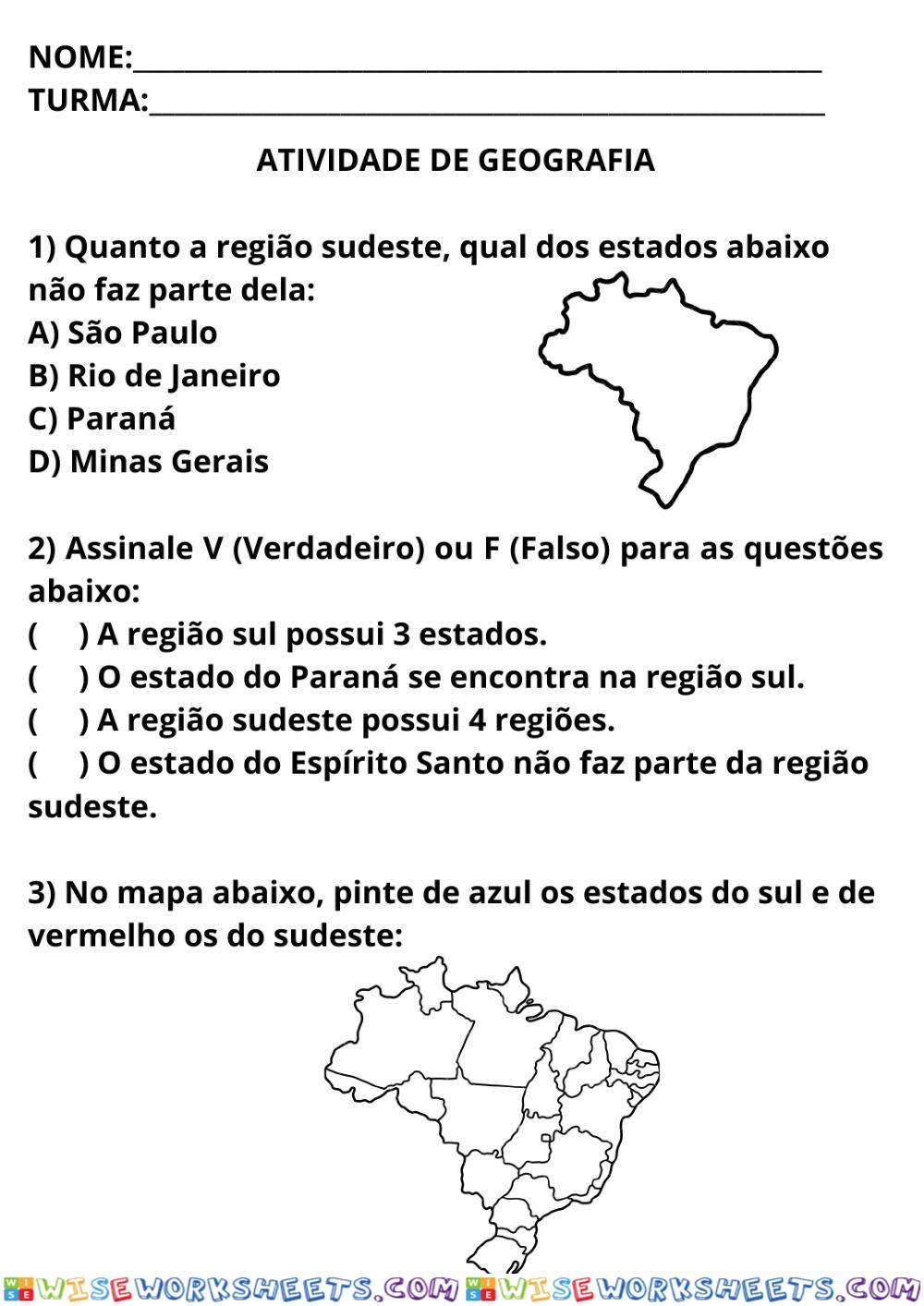 Atividade de Geografia