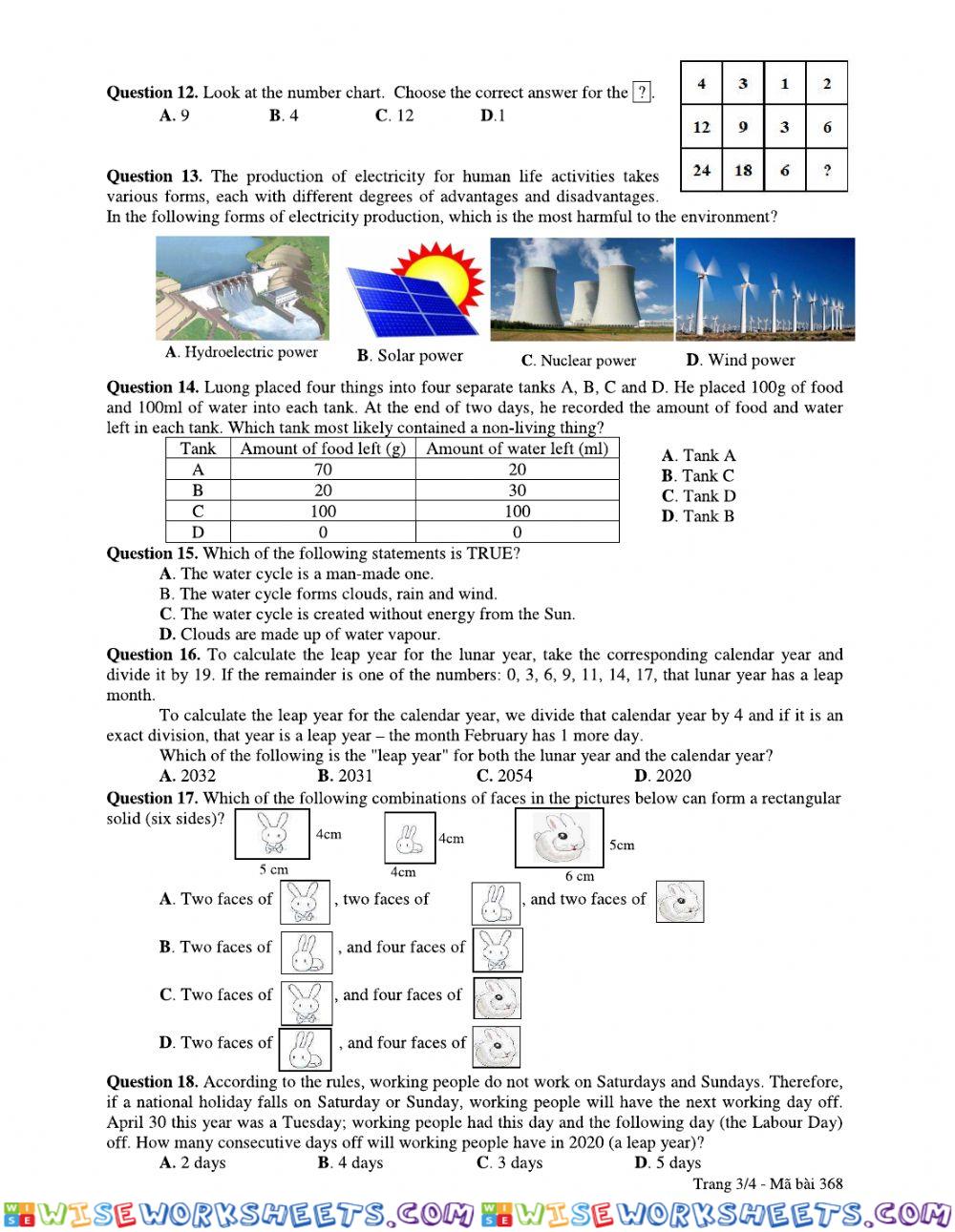 worksheet