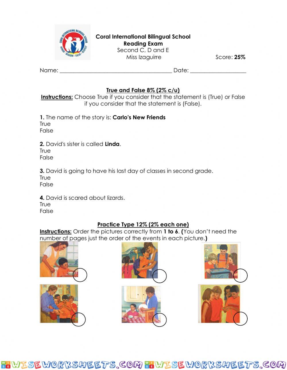 Reading Exam 2nd D and C