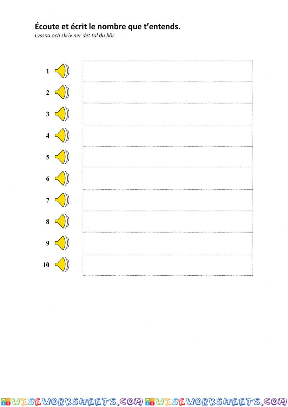 Les numéros 0-19