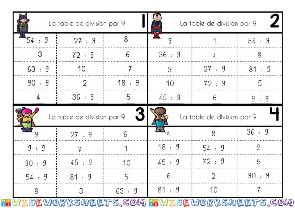 Intrus - table par 9