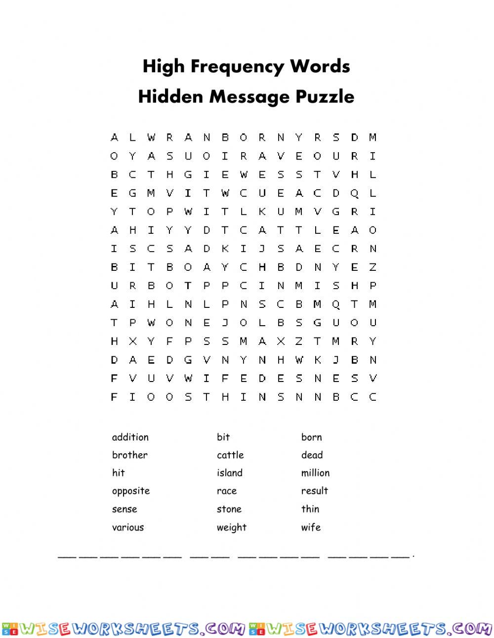 High Frequency Words -4
