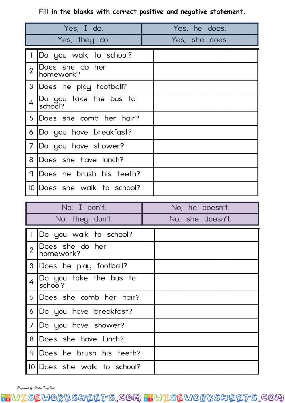 Worksheet