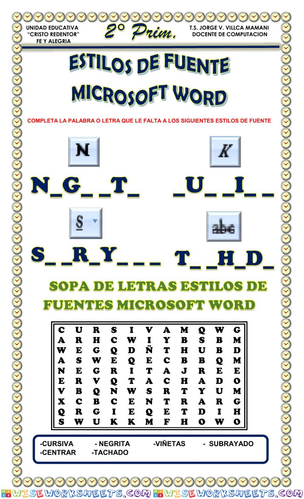 Estilos de fuentes de microsoft word