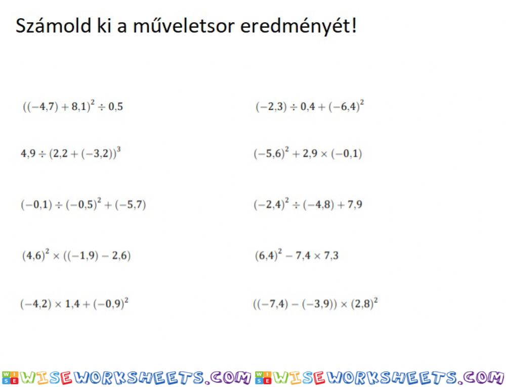 Műveleti sorrend