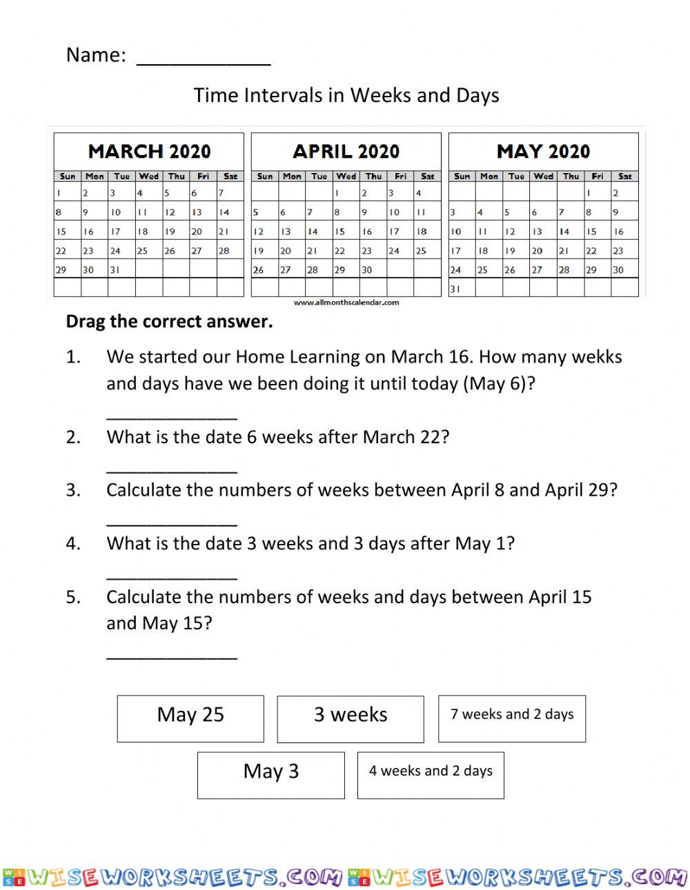 Time intervals in weeks and days