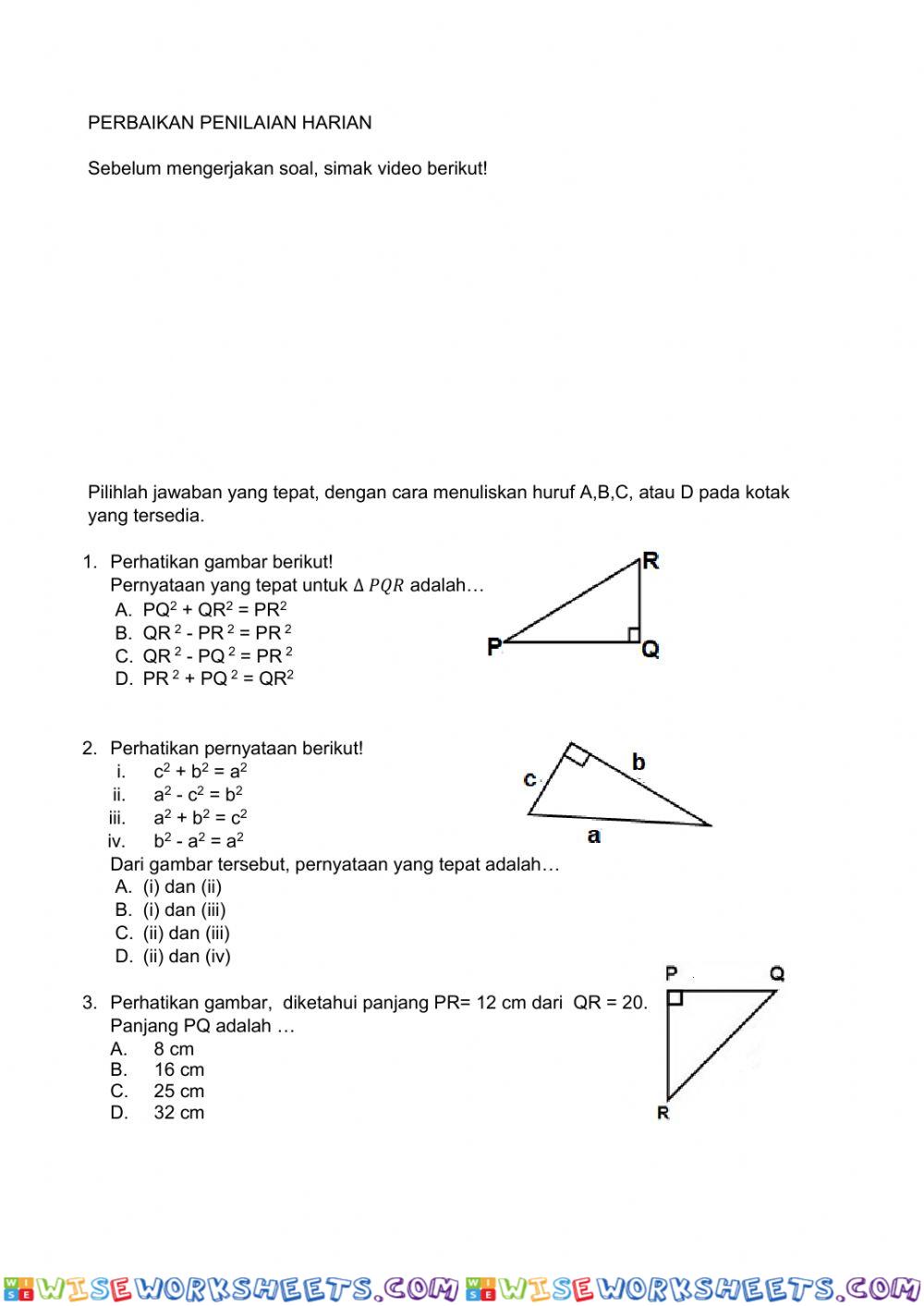 Teorema Pythagoras kelas 8