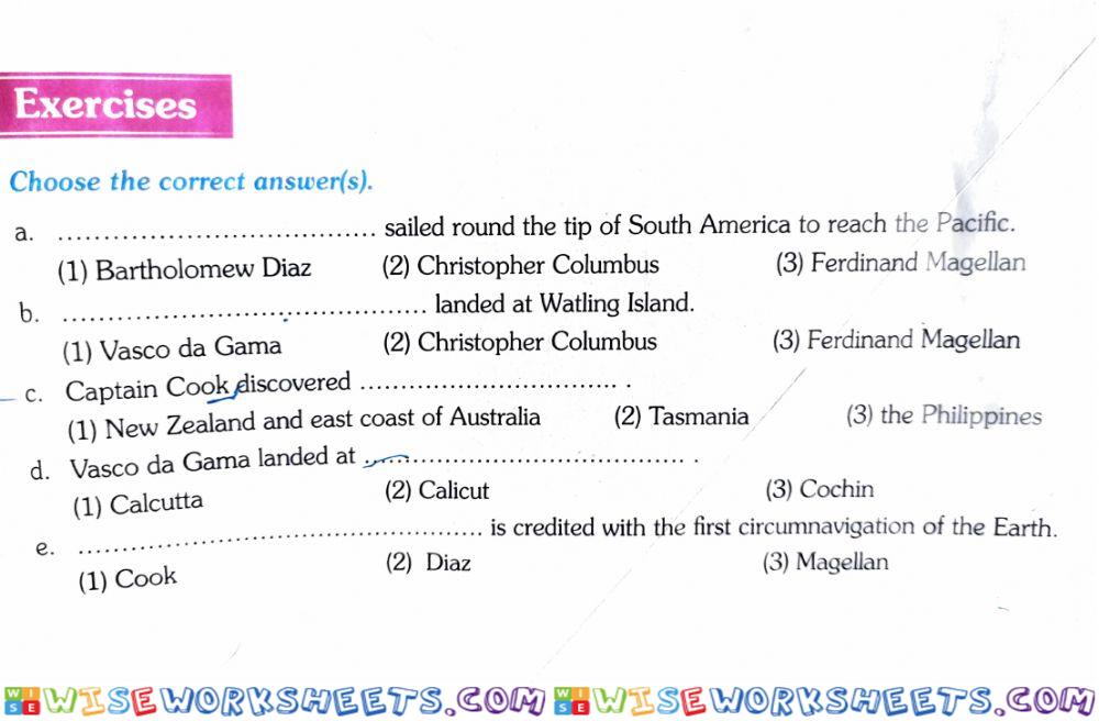 Discovery of sea routes - choose the correct answer