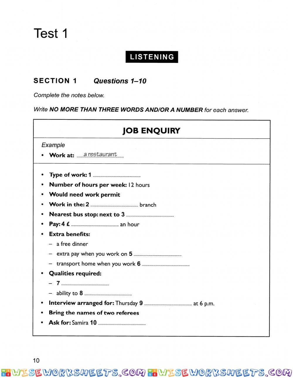 worksheet