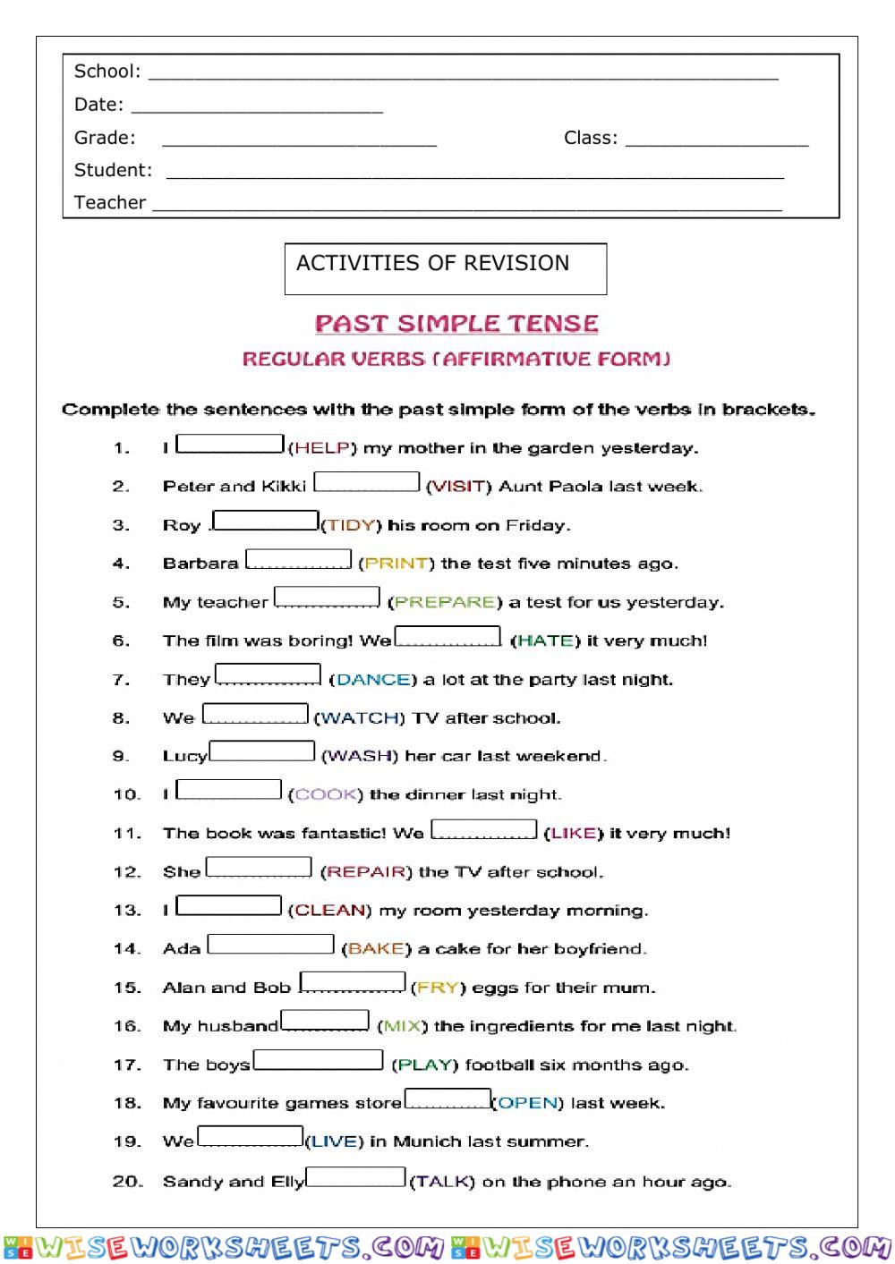 Past simple tense